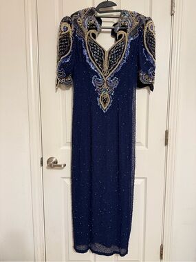 Late 1980s / Early 1990s Landa Couture-Style Beaded Silk Evening Gown